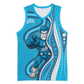 Adelaide Strikers Basketball Jersey Aboriginal Dot Art Cyan Blue - Tribal Wave Pattern