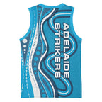 Adelaide Strikers Basketball Jersey Aboriginal Dot Art Cyan Blue - Tribal Wave Pattern