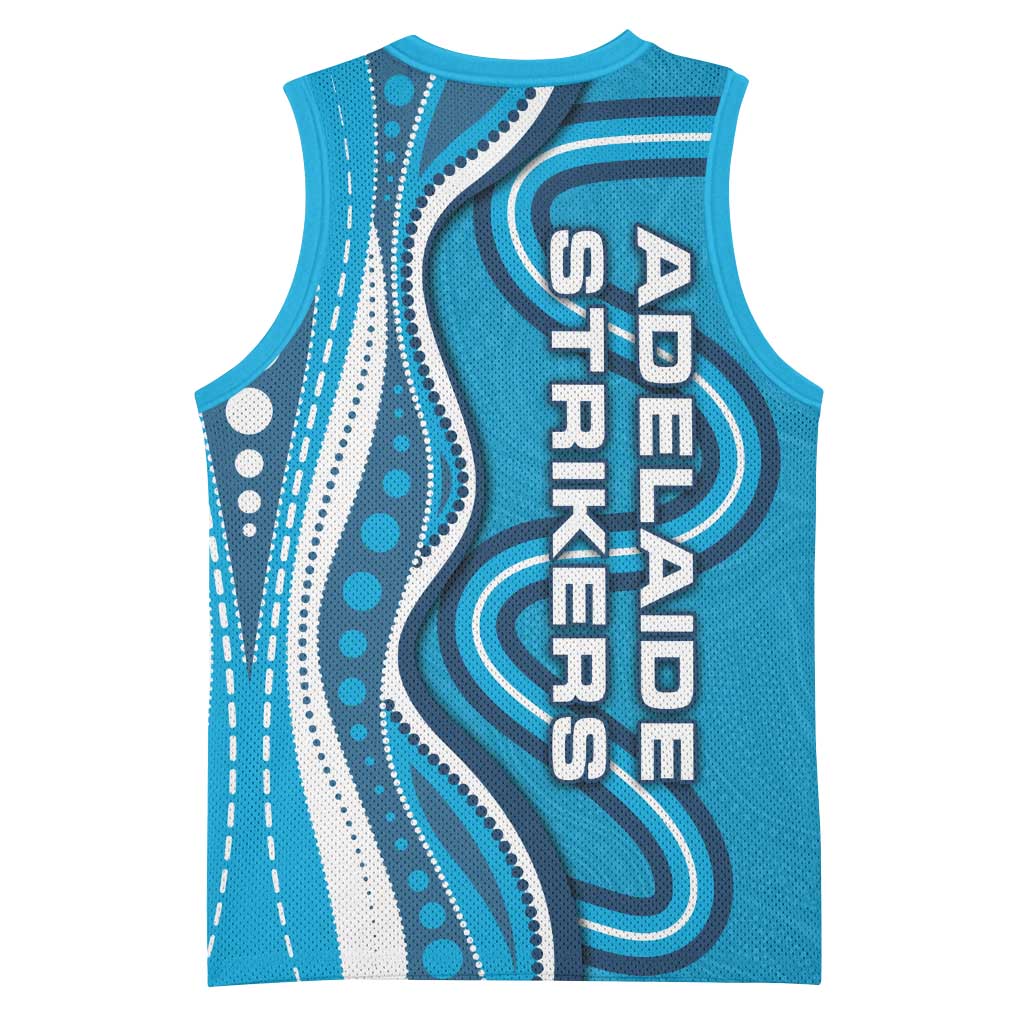Adelaide Strikers Basketball Jersey Aboriginal Dot Art Cyan Blue - Tribal Wave Pattern