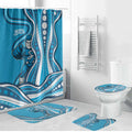 Adelaide Strikers Bathroom Set Aboriginal Dot Art Cyan Blue - Tribal Wave Pattern