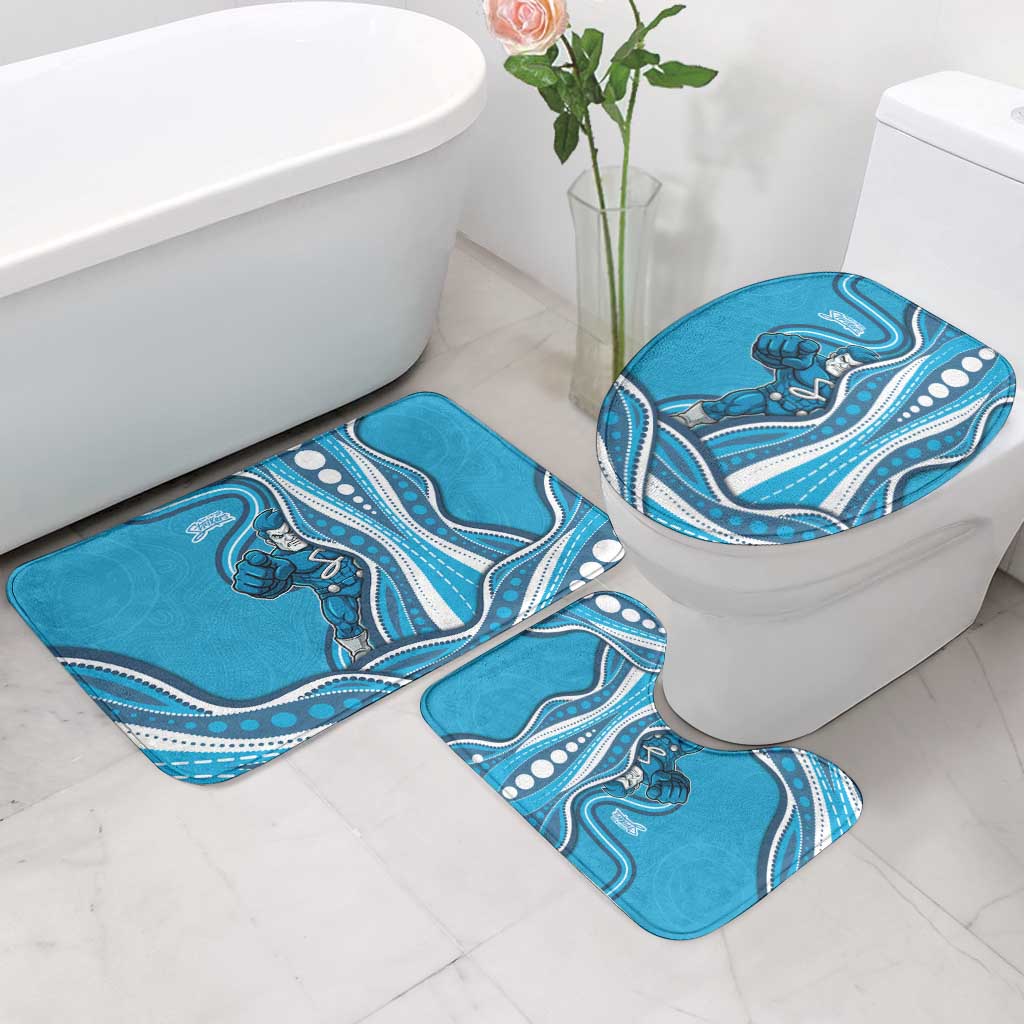Adelaide Strikers Bathroom Set Aboriginal Dot Art Cyan Blue - Tribal Wave Pattern