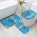 Adelaide Strikers Bathroom Set Aboriginal Dot Art Cyan Blue - Tribal Wave Pattern