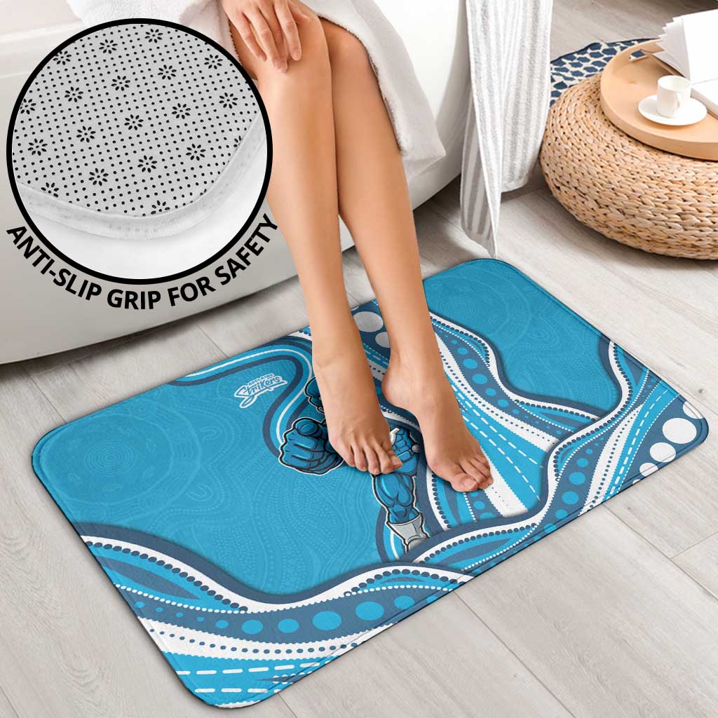 Adelaide Strikers Bathroom Set Aboriginal Dot Art Cyan Blue - Tribal Wave Pattern