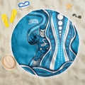 Adelaide Strikers Beach Blanket Aboriginal Dot Art Cyan Blue - Tribal Wave Pattern