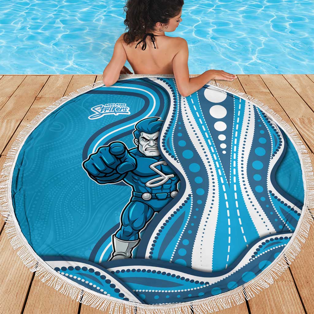 Adelaide Strikers Beach Blanket Aboriginal Dot Art Cyan Blue - Tribal Wave Pattern