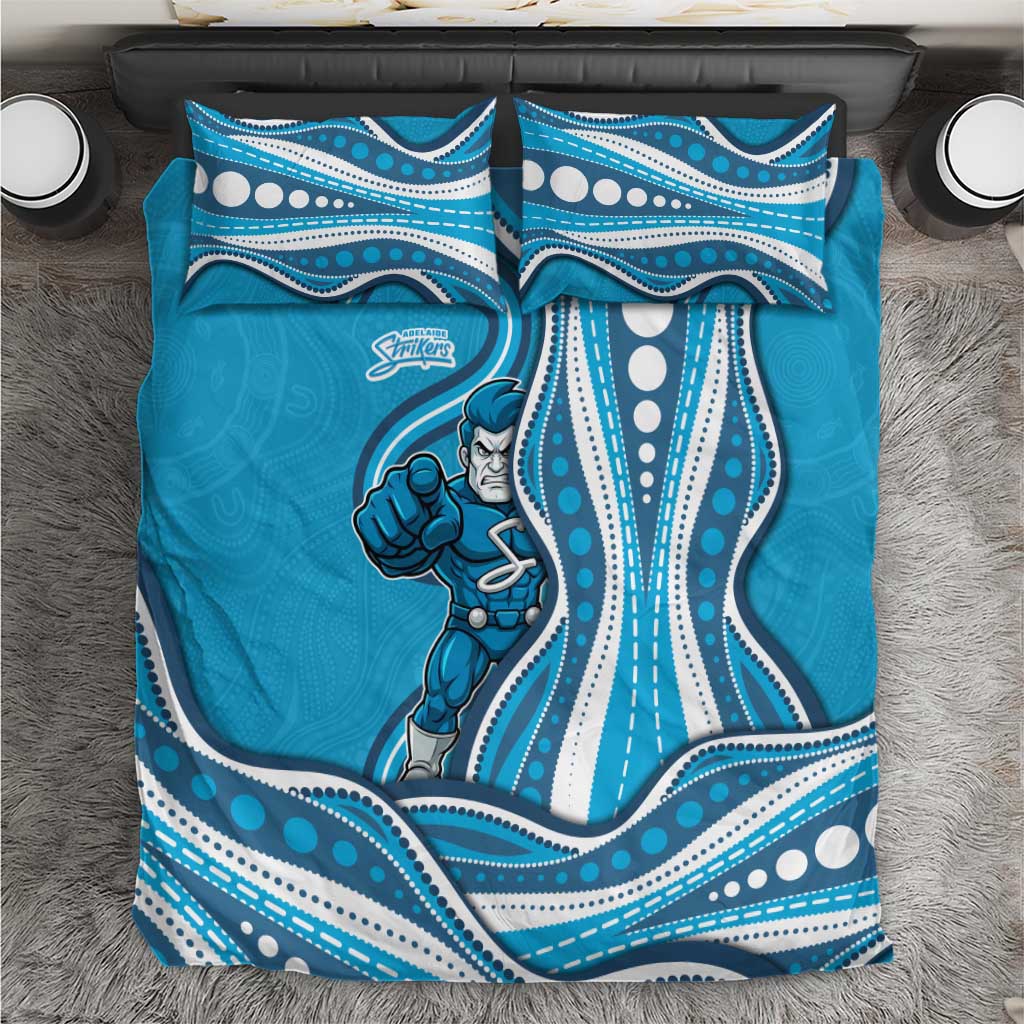 Adelaide Strikers Bedding Set Aboriginal Dot Art Cyan Blue - Tribal Wave Pattern