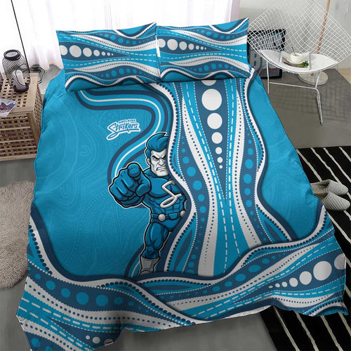 Adelaide Strikers Bedding Set Aboriginal Dot Art Cyan Blue - Tribal Wave Pattern