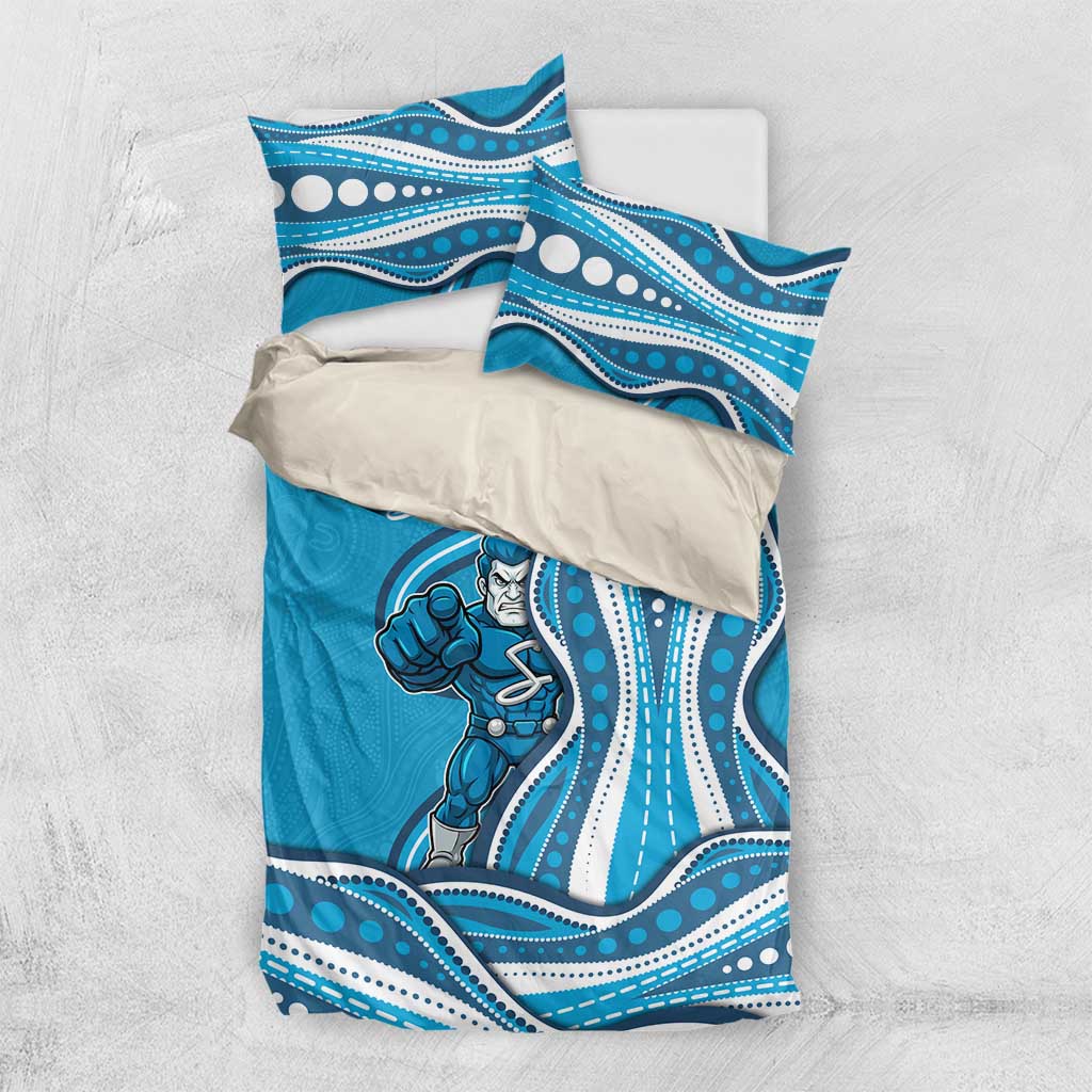 Adelaide Strikers Bedding Set Aboriginal Dot Art Cyan Blue - Tribal Wave Pattern