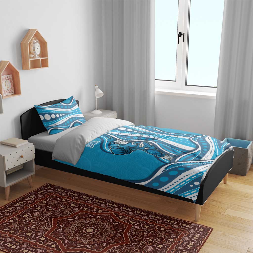 Adelaide Strikers Bedding Set Aboriginal Dot Art Cyan Blue - Tribal Wave Pattern