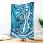 Adelaide Strikers Blanket Aboriginal Dot Art Cyan Blue - Tribal Wave Pattern