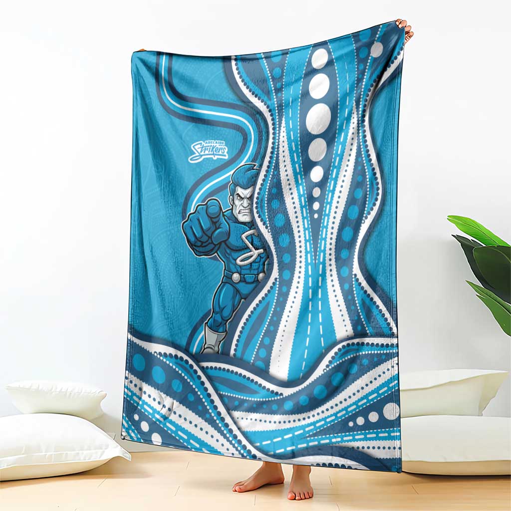 Adelaide Strikers Blanket Aboriginal Dot Art Cyan Blue - Tribal Wave Pattern