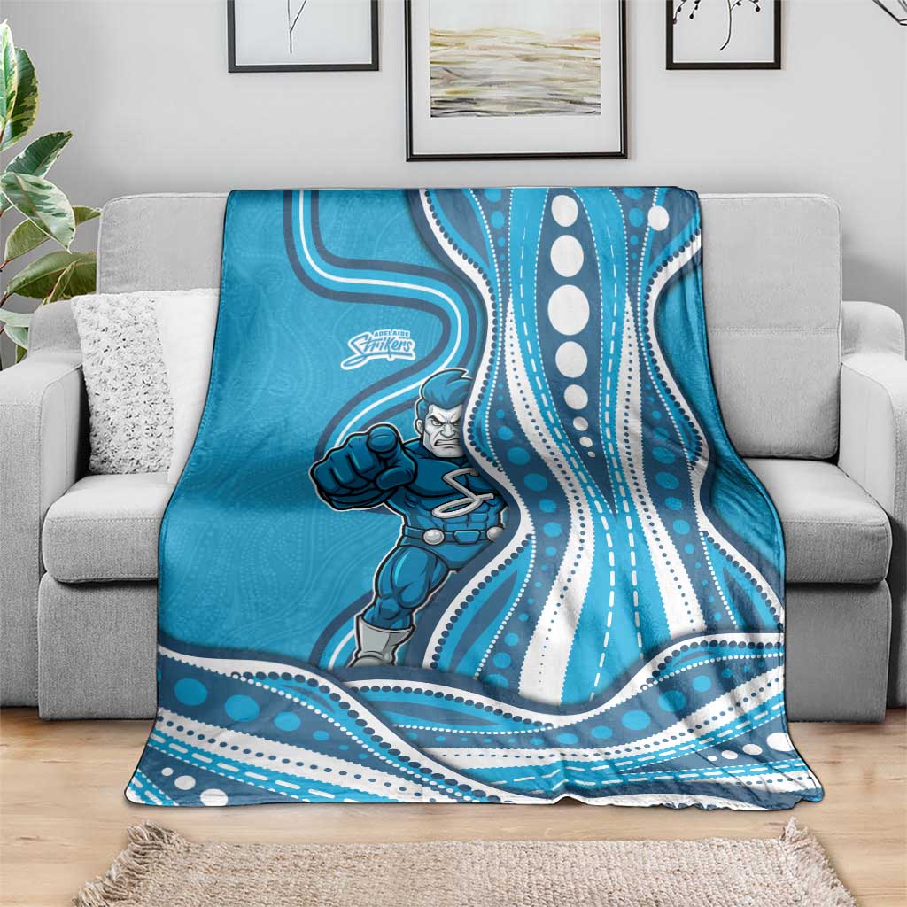 Adelaide Strikers Blanket Aboriginal Dot Art Cyan Blue - Tribal Wave Pattern