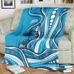 Adelaide Strikers Blanket Aboriginal Dot Art Cyan Blue - Tribal Wave Pattern