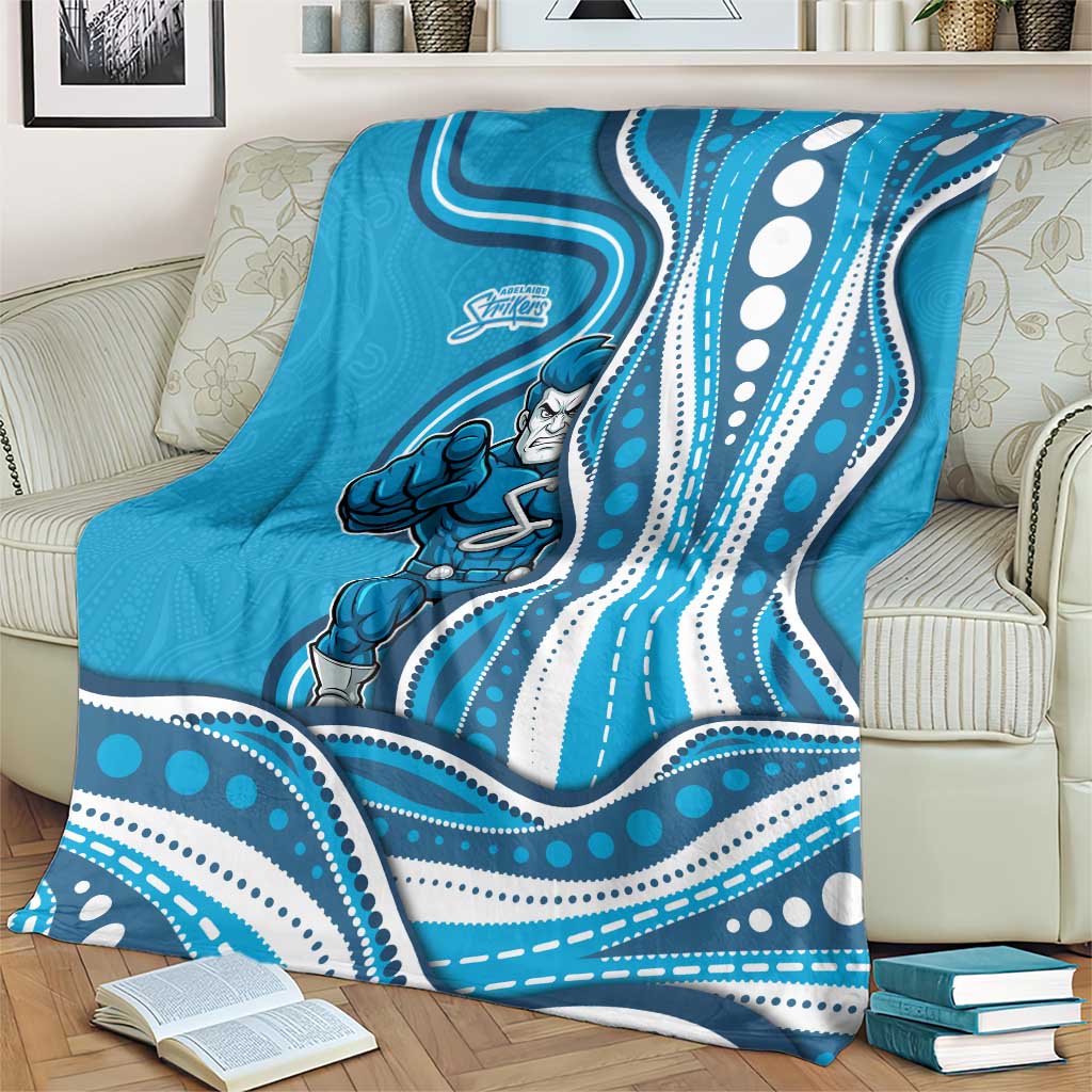 Adelaide Strikers Blanket Aboriginal Dot Art Cyan Blue - Tribal Wave Pattern