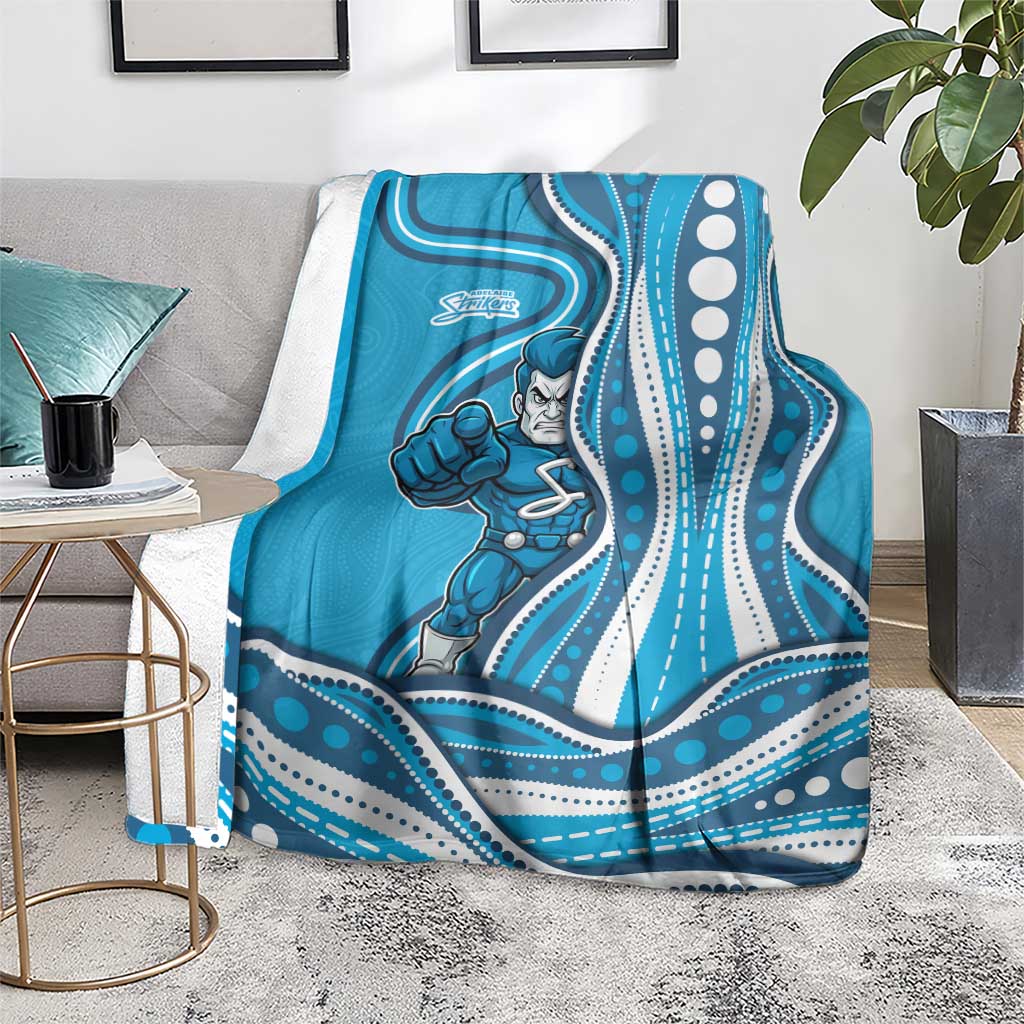 Adelaide Strikers Blanket Aboriginal Dot Art Cyan Blue - Tribal Wave Pattern