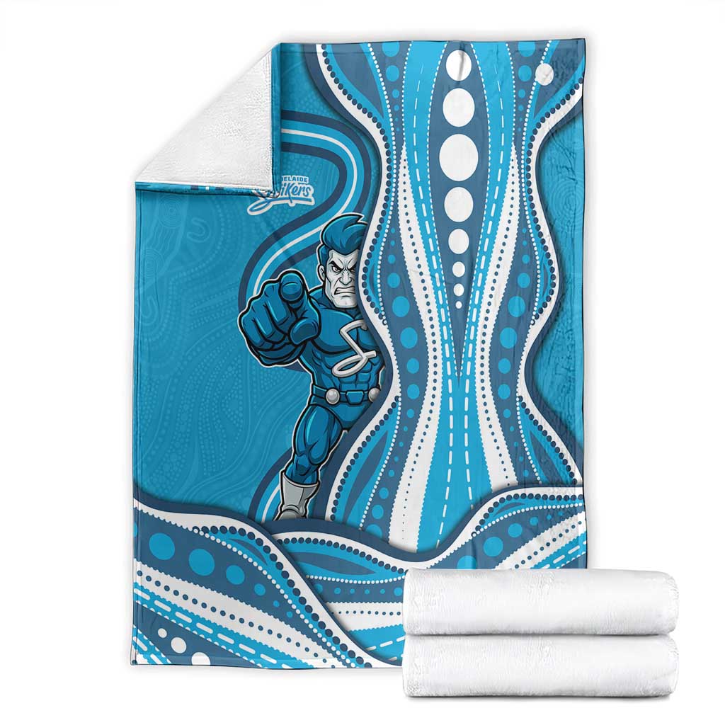 Adelaide Strikers Blanket Aboriginal Dot Art Cyan Blue - Tribal Wave Pattern
