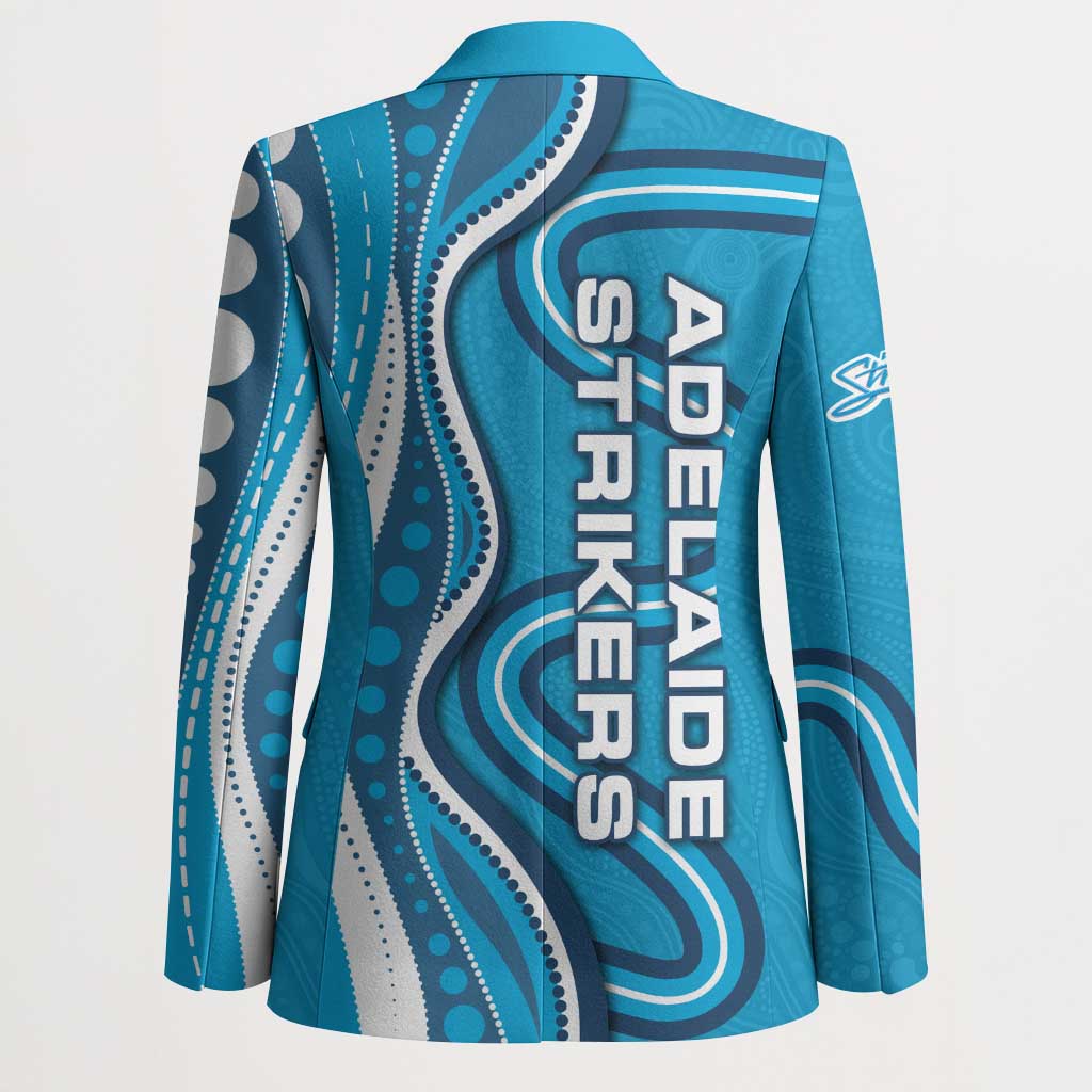 Adelaide Strikers Blazer Aboriginal Dot Art Cyan Blue - Tribal Wave Pattern