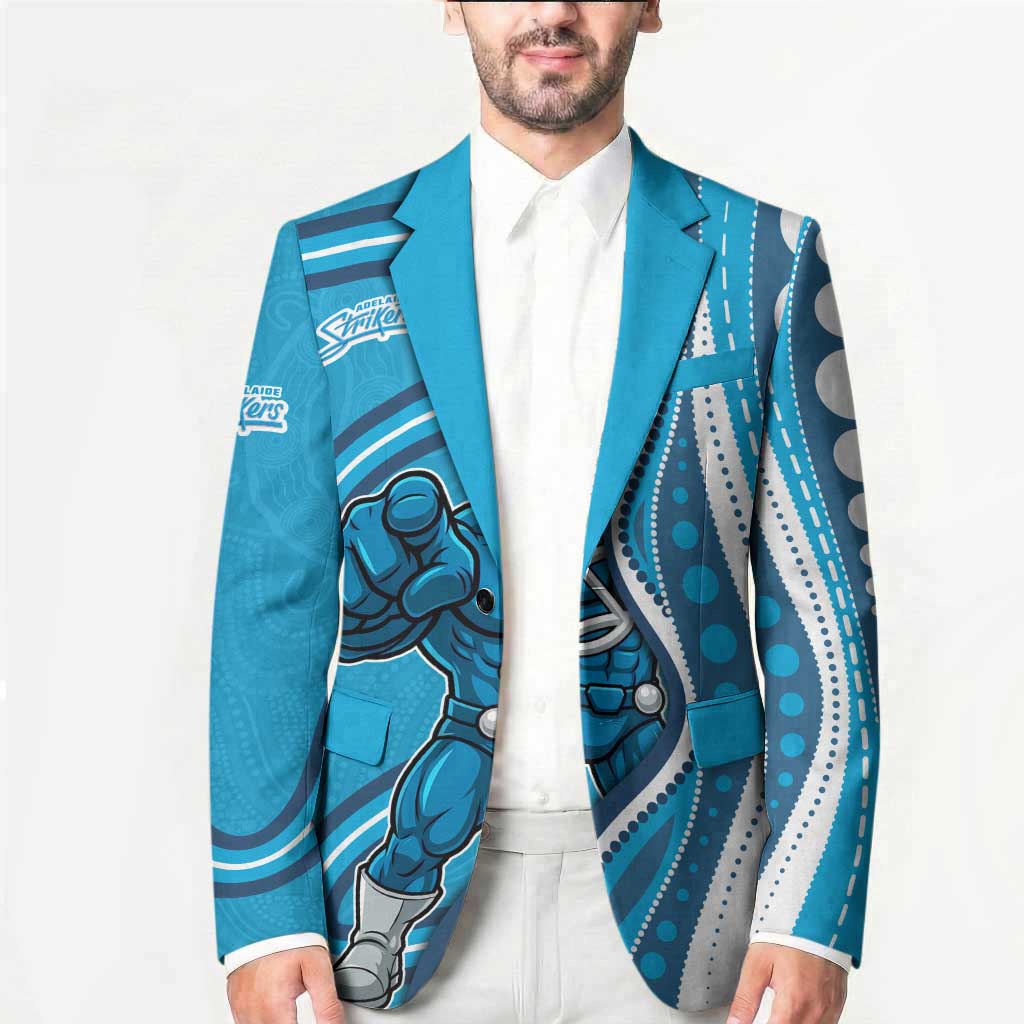 Adelaide Strikers Blazer Aboriginal Dot Art Cyan Blue - Tribal Wave Pattern
