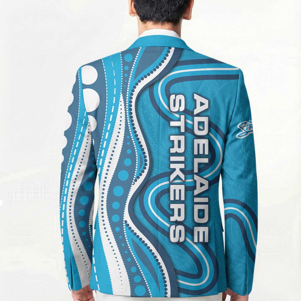Adelaide Strikers Blazer Aboriginal Dot Art Cyan Blue - Tribal Wave Pattern