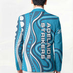 Adelaide Strikers Blazer Aboriginal Dot Art Cyan Blue - Tribal Wave Pattern