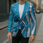Adelaide Strikers Blazer Aboriginal Dot Art Cyan Blue - Tribal Wave Pattern