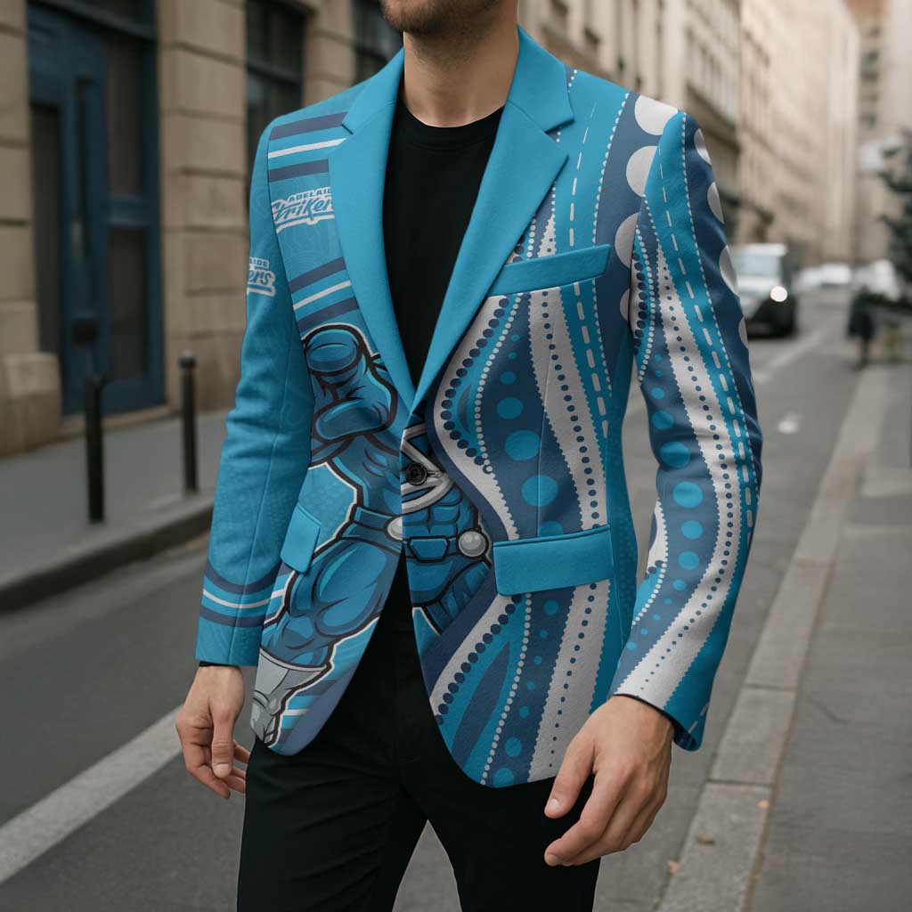 Adelaide Strikers Blazer Aboriginal Dot Art Cyan Blue - Tribal Wave Pattern