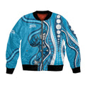 Adelaide Strikers Bomber Jacket Aboriginal Dot Art Cyan Blue - Tribal Wave Pattern