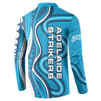 Adelaide Strikers Button Sweatshirt Aboriginal Dot Art Cyan Blue - Tribal Wave Pattern