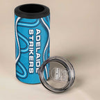 Adelaide Strikers 4 in 1 Can Cooler Tumbler Aboriginal Dot Art Cyan Blue - Tribal Wave Pattern