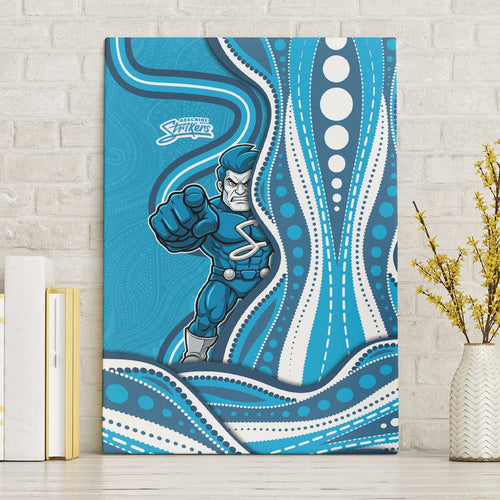 Adelaide Strikers Canvas Wall Art Aboriginal Dot Art Cyan Blue - Tribal Wave Pattern