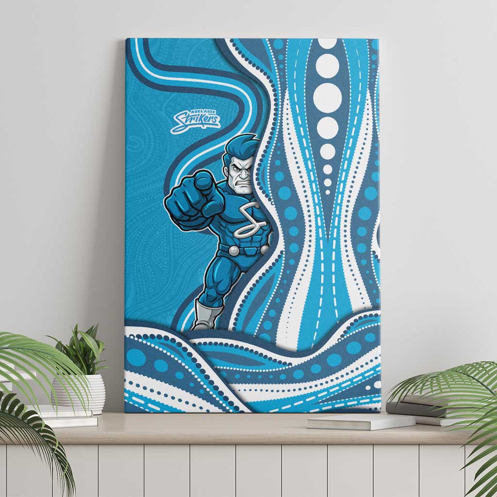 Adelaide Strikers Canvas Wall Art Aboriginal Dot Art Cyan Blue - Tribal Wave Pattern