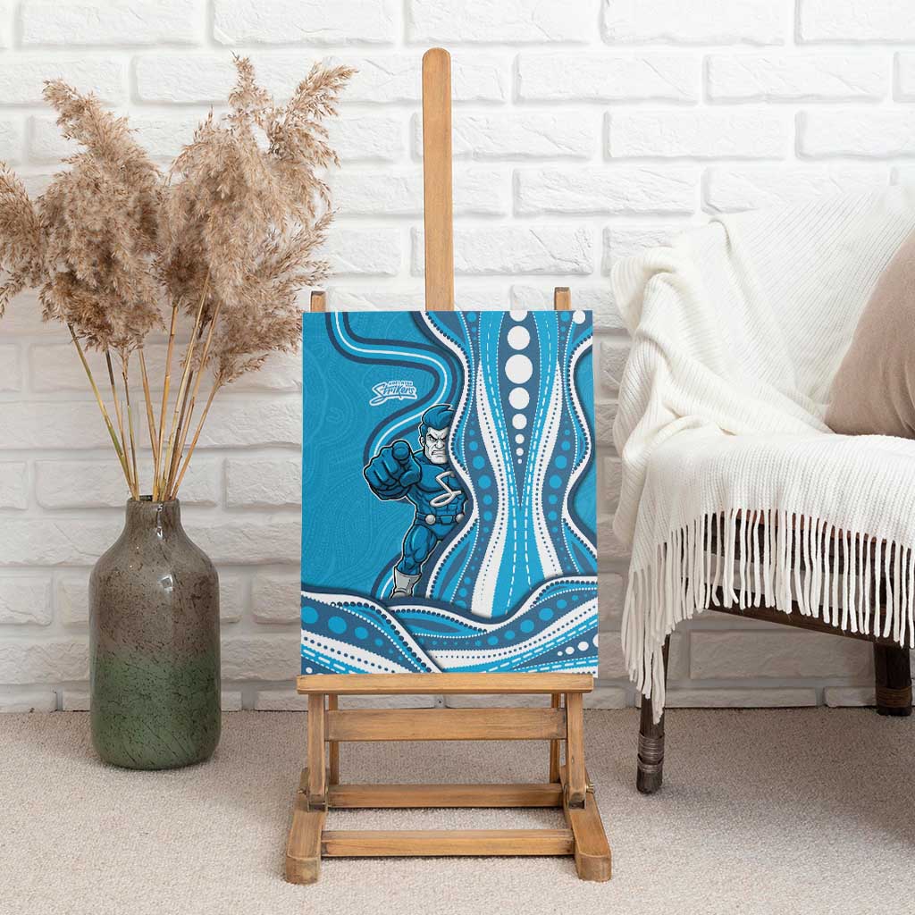 Adelaide Strikers Canvas Wall Art Aboriginal Dot Art Cyan Blue - Tribal Wave Pattern