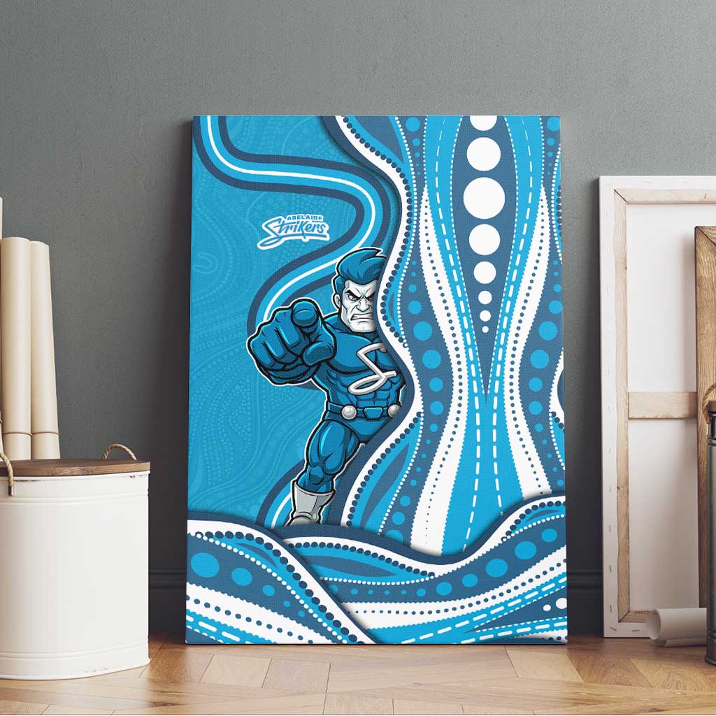 Adelaide Strikers Canvas Wall Art Aboriginal Dot Art Cyan Blue - Tribal Wave Pattern