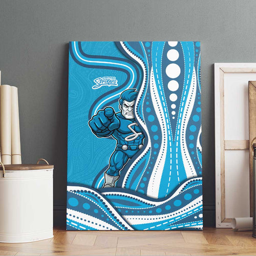 Adelaide Strikers Canvas Wall Art Aboriginal Dot Art Cyan Blue - Tribal Wave Pattern