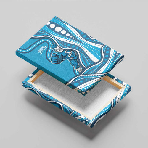 Adelaide Strikers Canvas Wall Art Aboriginal Dot Art Cyan Blue - Tribal Wave Pattern