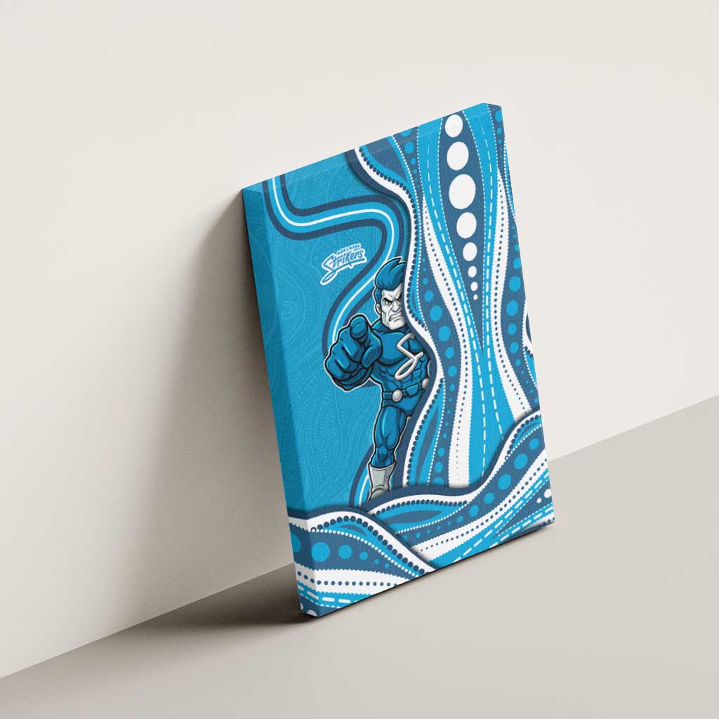 Adelaide Strikers Canvas Wall Art Aboriginal Dot Art Cyan Blue - Tribal Wave Pattern