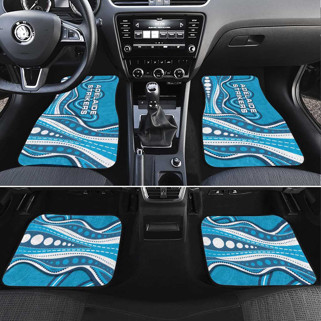 Adelaide Strikers Car Mats Aboriginal Dot Art Cyan Blue - Tribal Wave Pattern