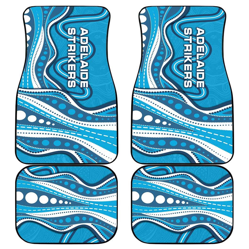Adelaide Strikers Car Mats Aboriginal Dot Art Cyan Blue - Tribal Wave Pattern