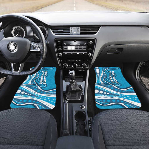 Adelaide Strikers Car Mats Aboriginal Dot Art Cyan Blue - Tribal Wave Pattern