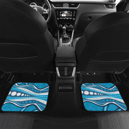 Adelaide Strikers Car Mats Aboriginal Dot Art Cyan Blue - Tribal Wave Pattern