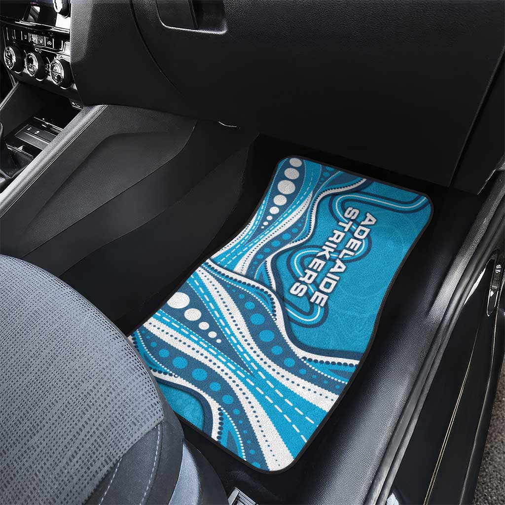 Adelaide Strikers Car Mats Aboriginal Dot Art Cyan Blue - Tribal Wave Pattern