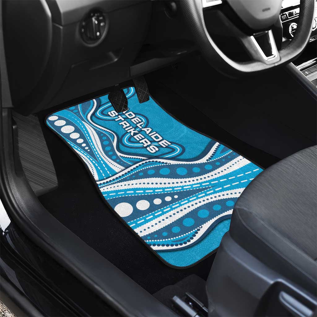 Adelaide Strikers Car Mats Aboriginal Dot Art Cyan Blue - Tribal Wave Pattern
