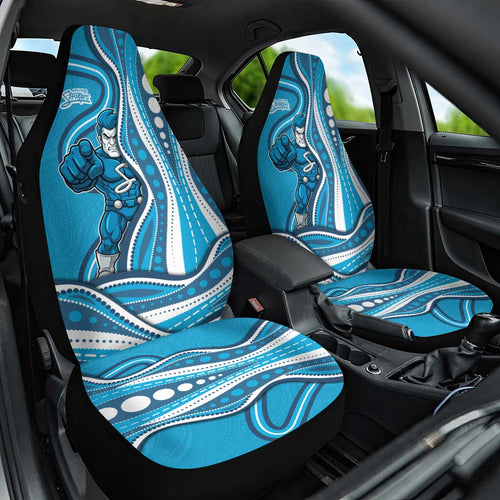 Adelaide Strikers Car Seat Cover Aboriginal Dot Art Cyan Blue - Tribal Wave Pattern