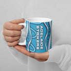 Adelaide Strikers Ceramic Mug Aboriginal Dot Art Cyan Blue - Tribal Wave Pattern
