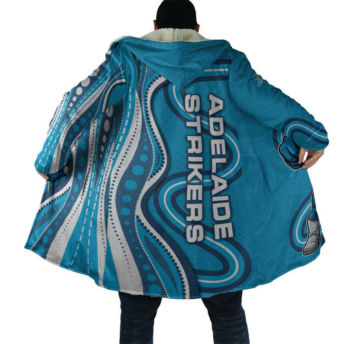 Adelaide Strikers Cloak Aboriginal Dot Art Cyan Blue - Tribal Wave Pattern