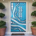 Adelaide Strikers Door Cover Aboriginal Dot Art Cyan Blue - Tribal Wave Pattern
