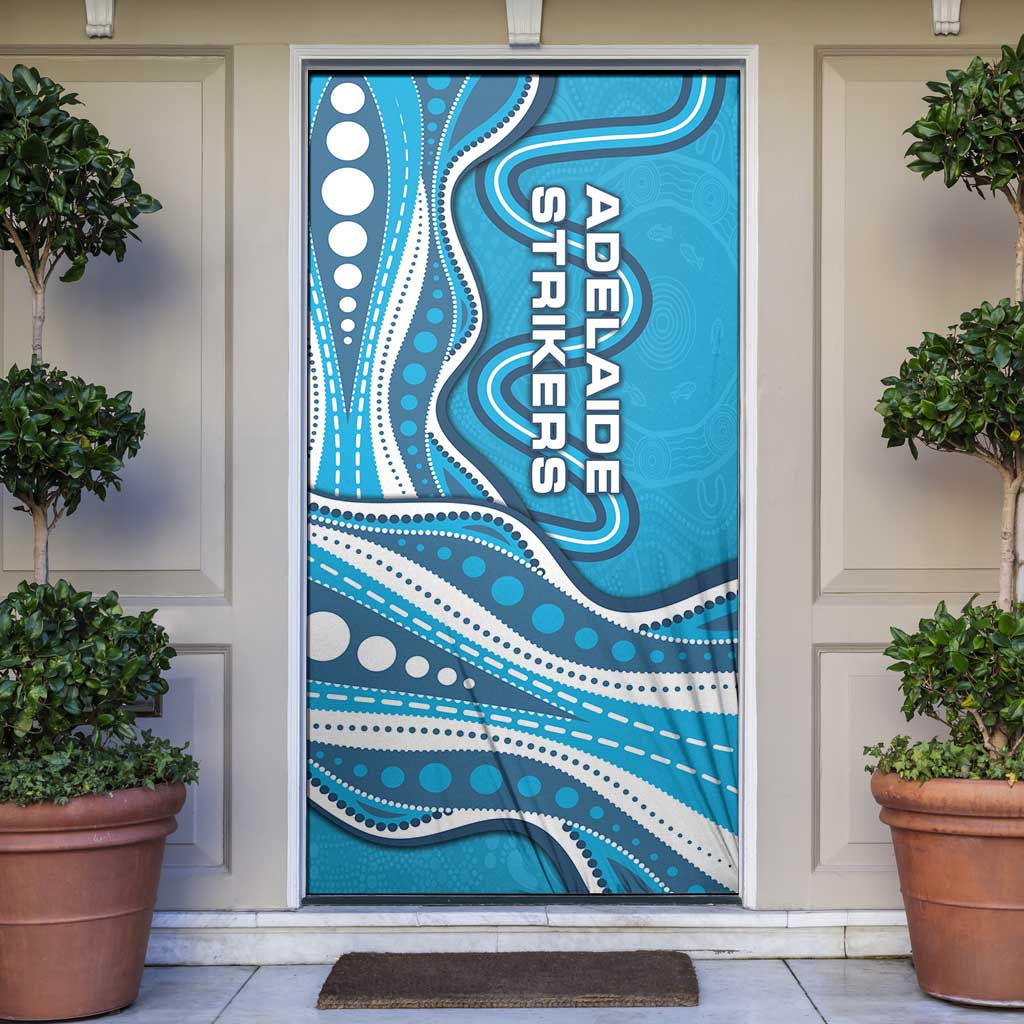 Adelaide Strikers Door Cover Aboriginal Dot Art Cyan Blue - Tribal Wave Pattern
