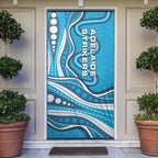 Adelaide Strikers Door Cover Aboriginal Dot Art Cyan Blue - Tribal Wave Pattern