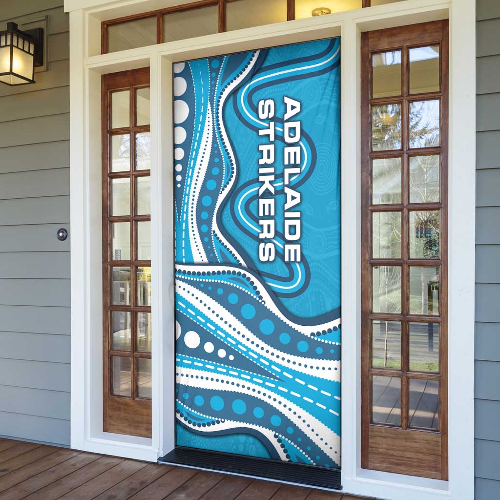 Adelaide Strikers Door Cover Aboriginal Dot Art Cyan Blue - Tribal Wave Pattern