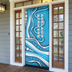 Adelaide Strikers Door Cover Aboriginal Dot Art Cyan Blue - Tribal Wave Pattern